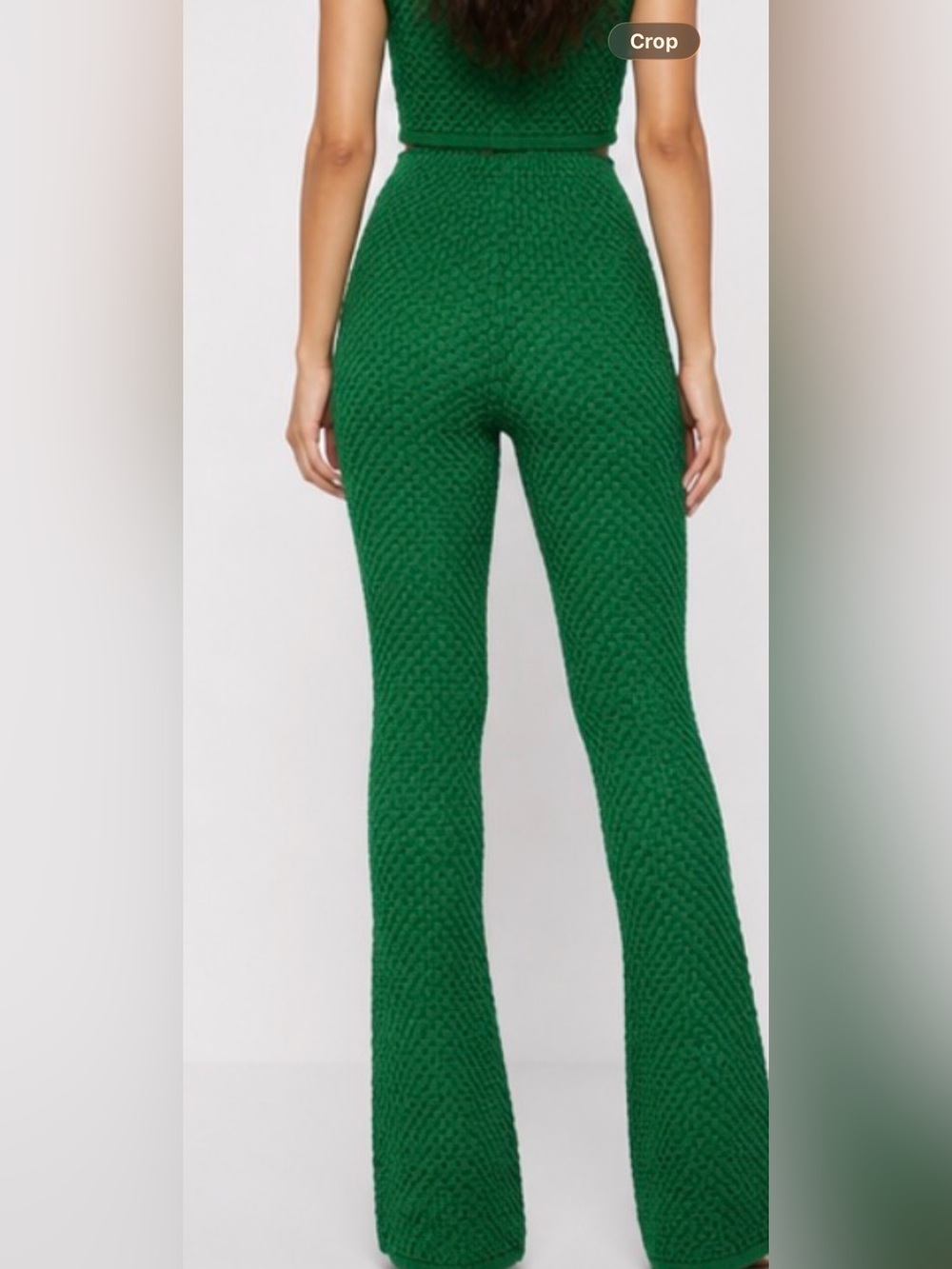 Manière De Voir Emerald Bubble Knit Flare Pants Y2K Mob Wife XS
